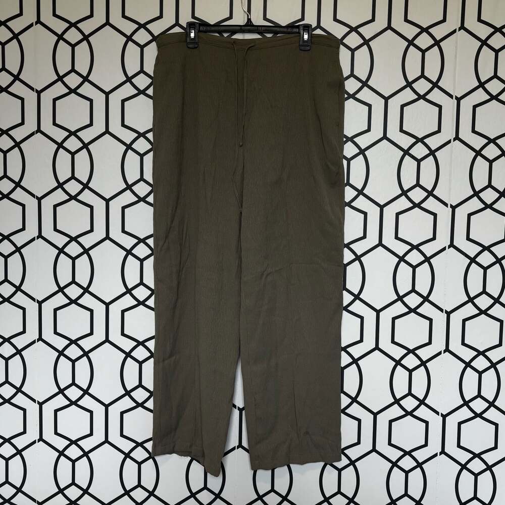 Karen Scott Women's Olive Green Crinkle Drawstring Pants Size XL